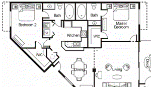 Marlin Floor plan 2 bed 2 bath Bridgewater St. Petersburg Florida